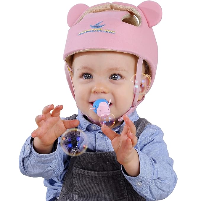 Baby Infant Helmet Toddler Headguard Head Protective Cushion Cute Children Adjustable Helmet Hat Harnesses Cap Kid Child Crawl Walk Playing (Pink)