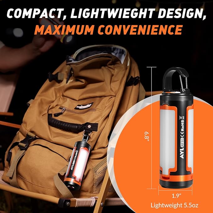 Portable LED Rechargeable Camping Lantern, AYL Lightweight USB Rechargeable Lamp LED Flashlight Survival Gear for Home Emergency Light Outdoor Lanterns for Power Outages Hurricane Lamp 3-Pack