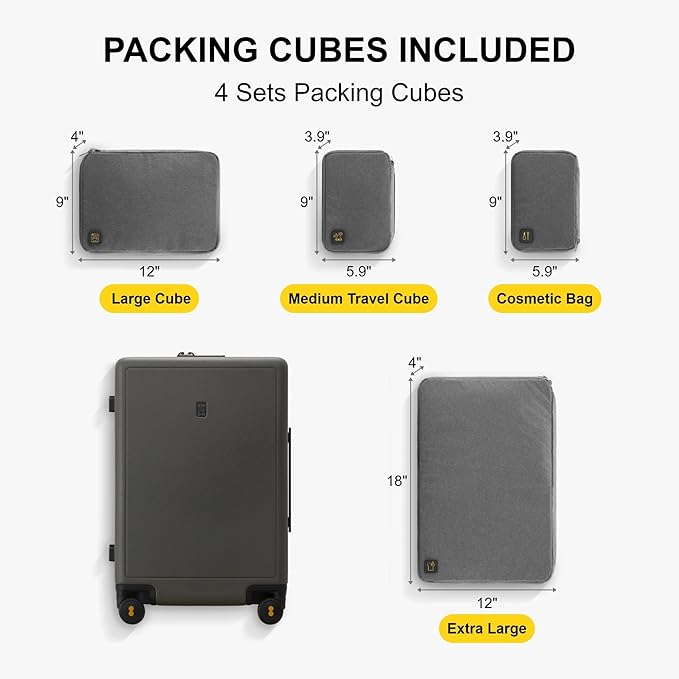 LEVEL8 Elegance Checked Luggage, 24 Inch Hardside Suitcase, Lightweight Matte Hardshell with Tsa Lock, Large Suitcases with Spinner Wheels, Olive Green