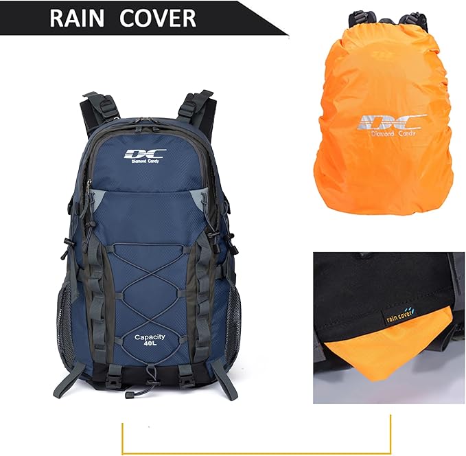 Diamond Candy Waterproof Hiking Backpack for Men and Women, Lightweight Day Pack for Travel Camping