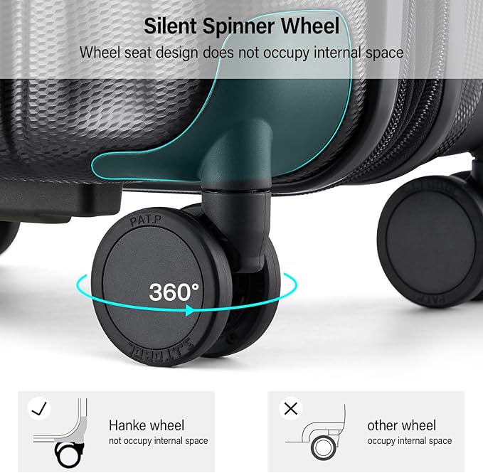 Hanke Expandable Hardshell Luggage Sets 2 Piece Extra Large Suitcases with Lock,28 Inch Luggage with Spinner Wheels, Travel Suitcase for Women Men 20 29Inch,Jet Black