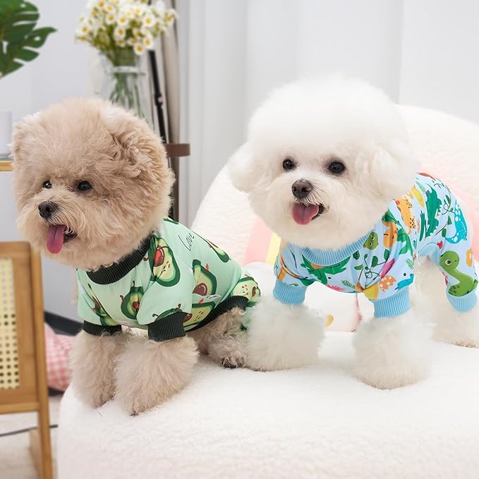 XPUDAC 4 Pack Dog Pajamas Soft Strechy Summer Doggie Clothes for Small Medium Dogs Boy Girl Cat Apparel-Medium