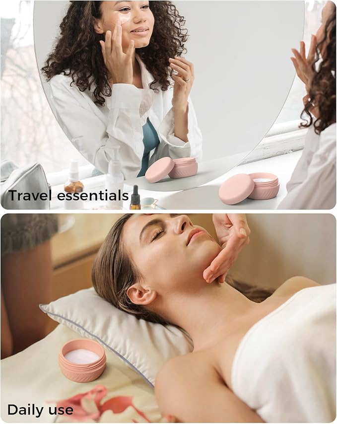 TakeToday Travel Containers for Toiletries, Leak-proof, TSA Approved, Refillable Silicone Cream Jars with Lid Travel Size Essential for Cosmetic toiletry Cream, 3oz, 4 Pack (Grey)