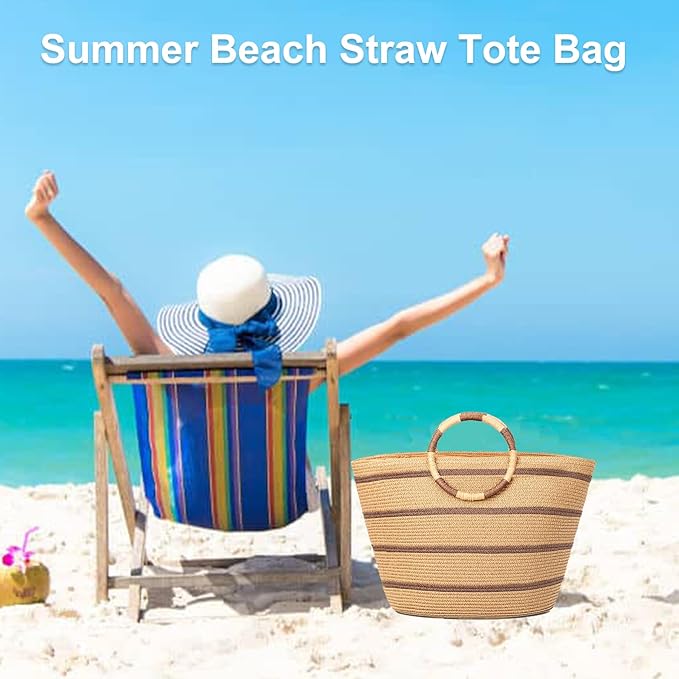 Beach Bags for Women Straw Tote Bag Summer Beach Bag Large Woven Straw Tote for Vacation Holiday