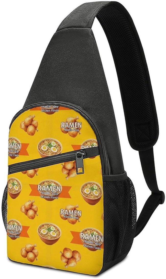 SWEET TANG Anti Theft Sling Chest Bag Shoulder Backpack Chicken Flavor Ramen Noodle Soup Crossbody Bags Gym Sack, Polyester Daypack Lightweight for Men Women Travel Gym Sport Hiking
