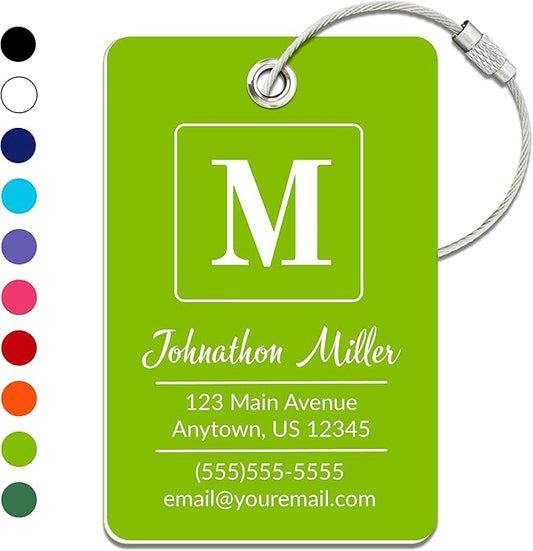 Personalized Luggage Tag | Custom Luggage Tags for Suitcases | Kids Backpack Tag | 10 Color Options & Choose Font, Font Color