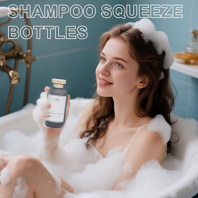 ASEVAT 6.7oz Airtight Plastic Travel Shampoo Bottles, Travel Shampoo and Conditioner Bottles Refillable, Empty Squeeze Bottle, Hand Soap Dispenser for Vacation, Gym, Lotion(OrangeGrey)