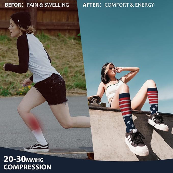 fenglaoda Compression Socks for Women Men 3 Pairs Graduated Compression Support Circulation Socks for Nurses