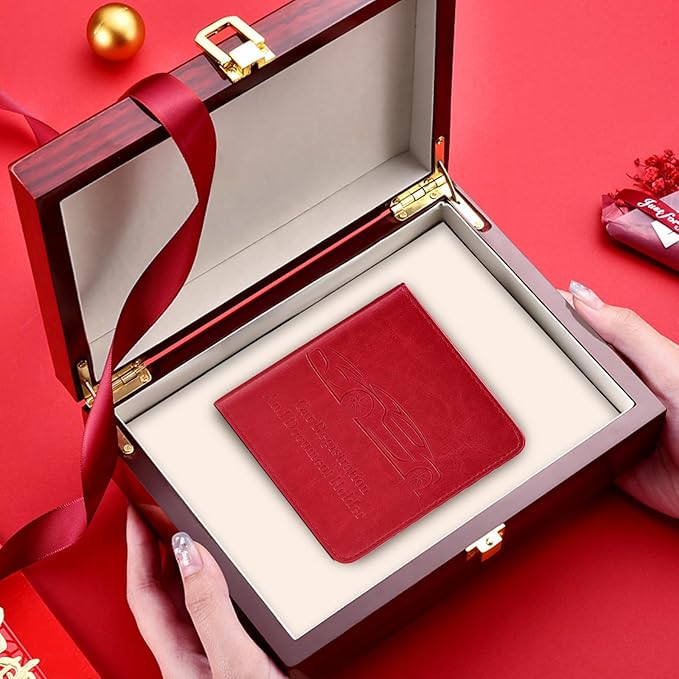 Registration and Insurance Card Holder, Vehicle Glove Box Car Organizer with Magnetic Closure, Interior Car Accessories for Documents, Cards, License Storage, 1-Pack Red