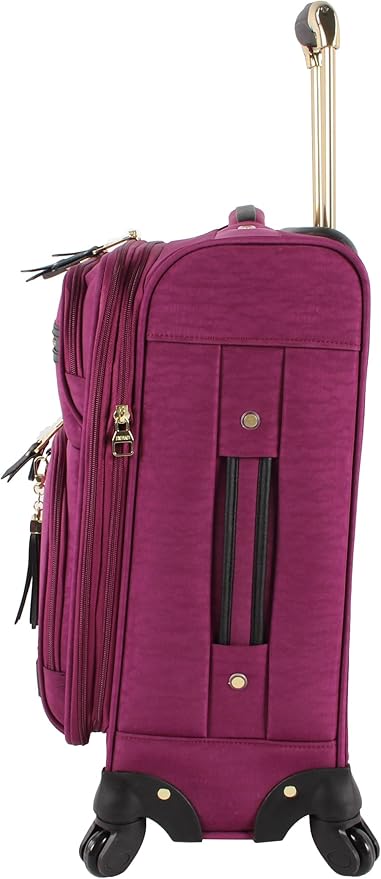 Steve Madden Designer Luggage - Checked Large 28 Inch Softside Suitcase - Expandable for Extra Packing Capacity - Lightweight Bag with Rolling Spinner Wheels (Peek-A-Boo Purple)