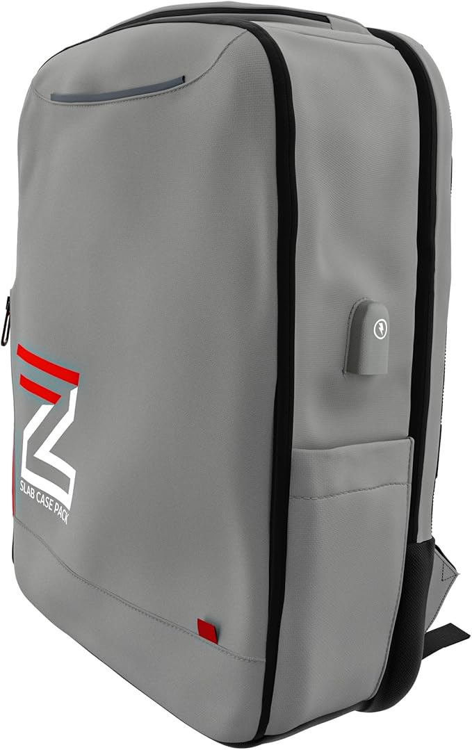 Zion Cases Slab Case Backpack with Slab Case 2GO Graded Card Case; Fits PSA, BGS, HGA, SGC, and CSG Graded Card Slabs; Ideal Travel Storage Solution; (Gray)