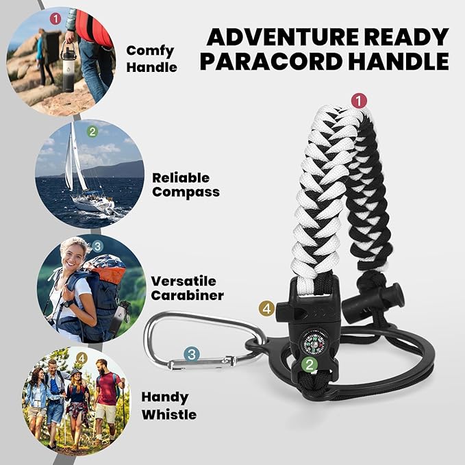 Insulated Water Bottle 20 oz, Triple Wall Vacuum Stainless Steel (Cold for 48 Hrs), Leak Proof & Non-BPA, Kids Water Bottle Jug for School with Straw Spout Lids, Ombre: White/Black