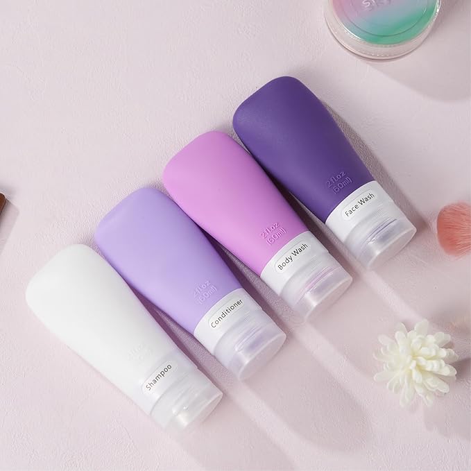 INSFIT Portable Travel Bottles, TSA Approved Leak Proof Containers for Toiletries, BPA Free Refillable Accessories for Shampoo, Body Wash, Liquids (4 Pack)