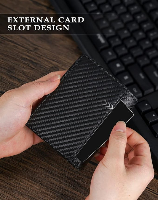 Swallowmall AirTag Wallet Mens RFID Blocking Genuine Leather Bifold Men's Wallet For air tag with 2 ID Window 11 Card Holders Vertical BlackStripe(Airtag Not included)
