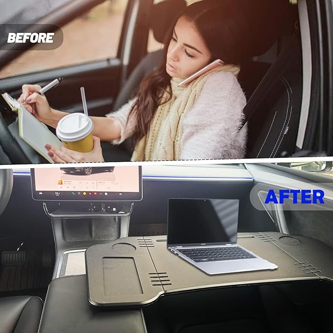 Foldable Car Desk for Tesla Model Y Model 3 Car Food Tray | Car Desk for Laptop | Car Tray Tesla Table | Steering Wheel Tray Table | Multipurpose Travel Car Accessories