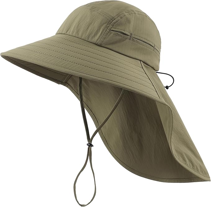 Home Prefer UPF 80+ Sun Hat for Men Women Wide Brim Sun Hat with Neck Flap Summer Safari UV Protection Gardening Fishing Hat