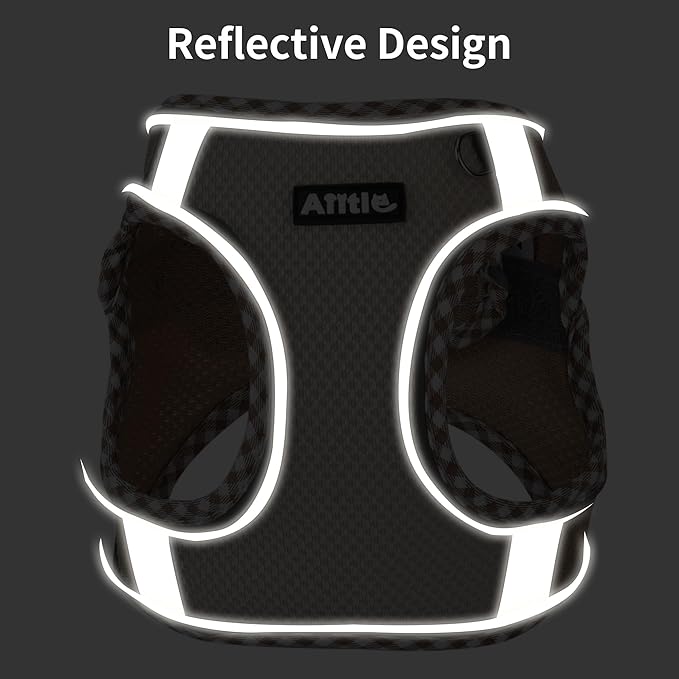 AIITLE Small Dog Harness - Breathable Double-Layer Jacquard No-Choke Vest, Durable Anti-Tear Fabric with Reflective Trim - Perfect for Running, Parties, Daily Walks (Brown-Beige, XS)