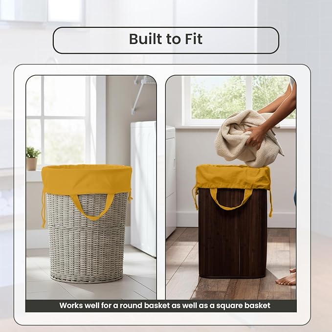 LFH Home Large Premium Cotton Canvas Laundry Bag with Drawstring and Handles Heavy Duty, Multi-Use, and Washable for Home, Travel, College or Storage 28x40 (Pack of 4)-Yellow