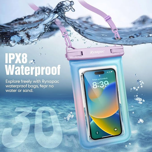 [Floatable] Waterproof Phone Pouch 2 Pack - [Up to 8.5"] IPX8 Floating Waterproof Phone Case Dry Bags with Adjustable Lanyard for Beach Vacation Travel Cruise Ship Pool Kayak Essentials