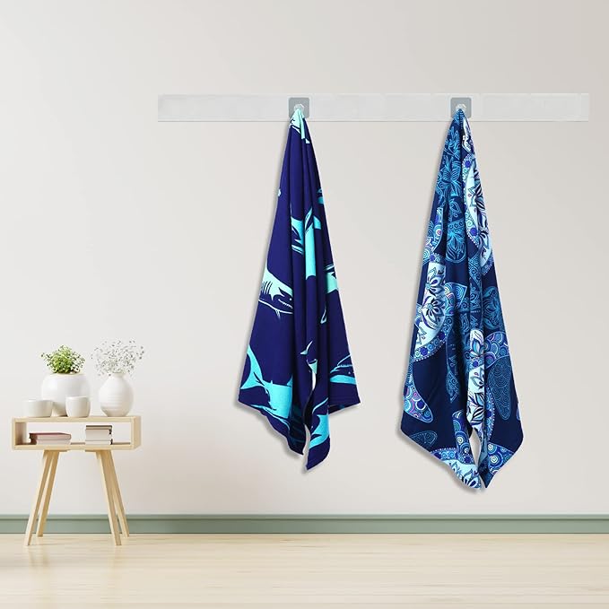 Genovega 2 Packs Oversized Beach Towel Set 36 x 72 in Large Big Pool Camping Swim Clearance Soft Towels Travel Essentials Accessories Must Haves Vacation Adult Necessities Gifts Clownfish Shark