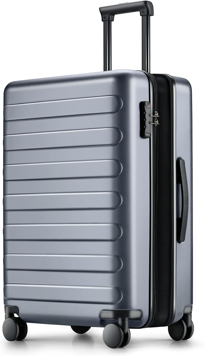 NINETYGO Medium Checked Luggage 24 Inch, Checking In Luggage with Smooth Spinner Wheels, Expandable, Hard Shell PC Suitcase, Lightweight Travel Luggage, TSA Approved (Grey, Rhine Max)