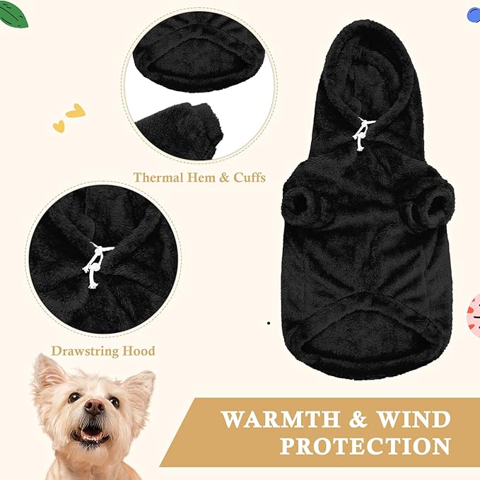 5XL Dog Sweaters for Large Dogs,Extra-Large Dog Hoodie,Warm Fuzzy Fleece Sweatshirt with Hood & Pocket,Leash Hole,Cozy Cold Weather Pet Clothes Sweater Hoodie for Large Dogs(Black,5XL)