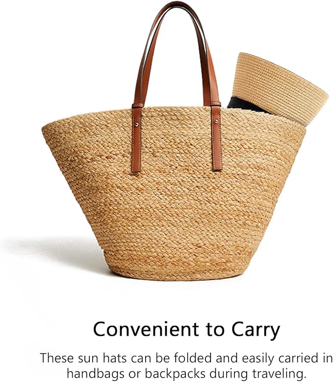 DRESHOW Women Straw Panama Hat Travel Fedora Beach Sun Hat Summer Wide Brim Straw Roll up Hat UPF 50+