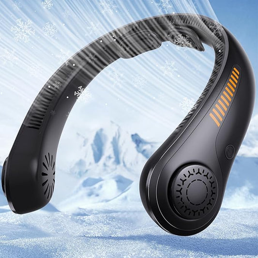 UZOPI Portable Neck Fan, Hands-Free, 5 Speeds, Gifts for Men Women, Lightweight, Quiet, Long Lasting, Bladeless, Battery Operated, Rechargeable, with Neck Support, Personal Fan for Hot Flashes, Travel