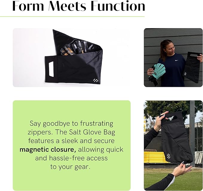 Salt Glove Bag Smell-Proof Durable Odor Containing Bag for Gloves - Medium - Water-Resistant and Easy to Clean Smell Proof Bag - Black