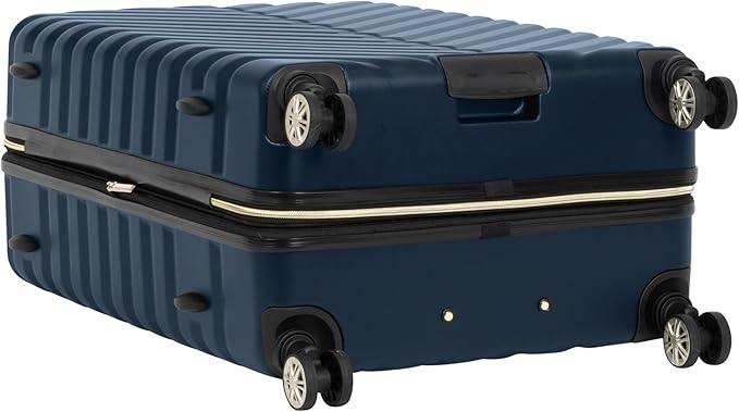 Kenneth Cole REACTION Madison Square Lightweight Hardside Chevron Expandable Spinner Luggage, Navy, 24-Inch Checked