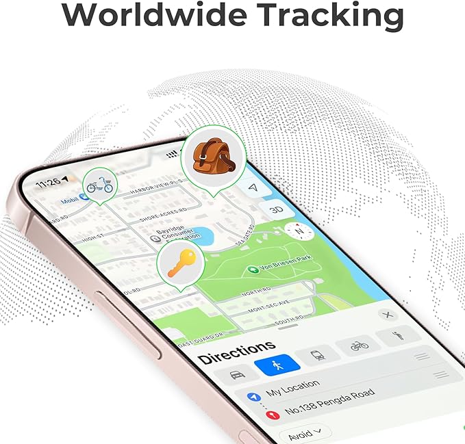 Air Tracker Tags 4 Pack Tag Set, Compatible with Apple Find My App (iOS Only), Key Finder and Item Tracker Smart Tag for Keys, Bags, Luggage, Pets, Wallet，Loud Beep,Replaceable Batteries(White)