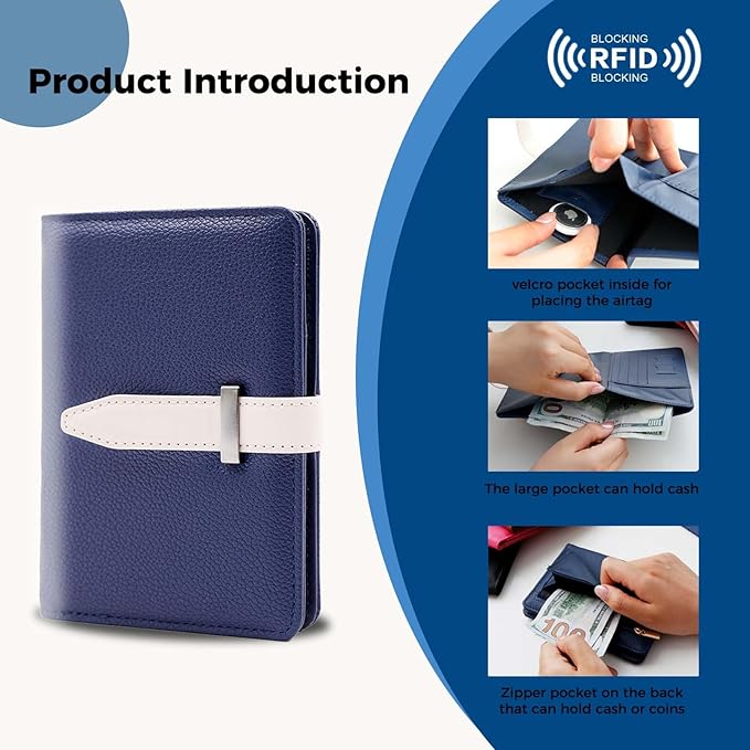Passport Holder with Airtag for Women/Men,Airtag Passport Wallet for Travel,Cute Passport Holder Rfid Blocking,Travel Wallet for Cards Passport Cover Case