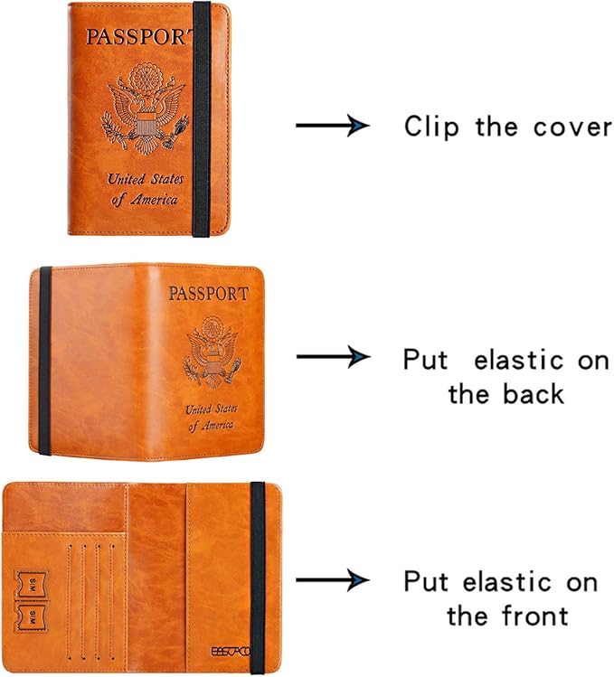 Passport Holder Cover Wallet Travel Essentials RFID Blocking Leather Card Case International Must Haves Travel Accessories for Women Men(101#Earthy Yellow)