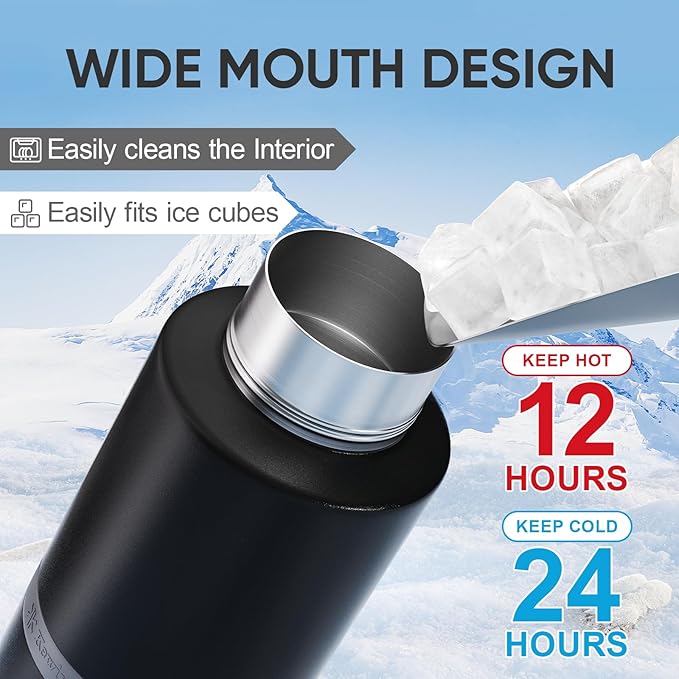 Insulated Dog Water Bottle with Travel Bowl, Portable Water Bottle Dispenser, Accessories for Road Trip, Hiking, Camping, Outdoor, Leak-Proof, Detachable (Black)