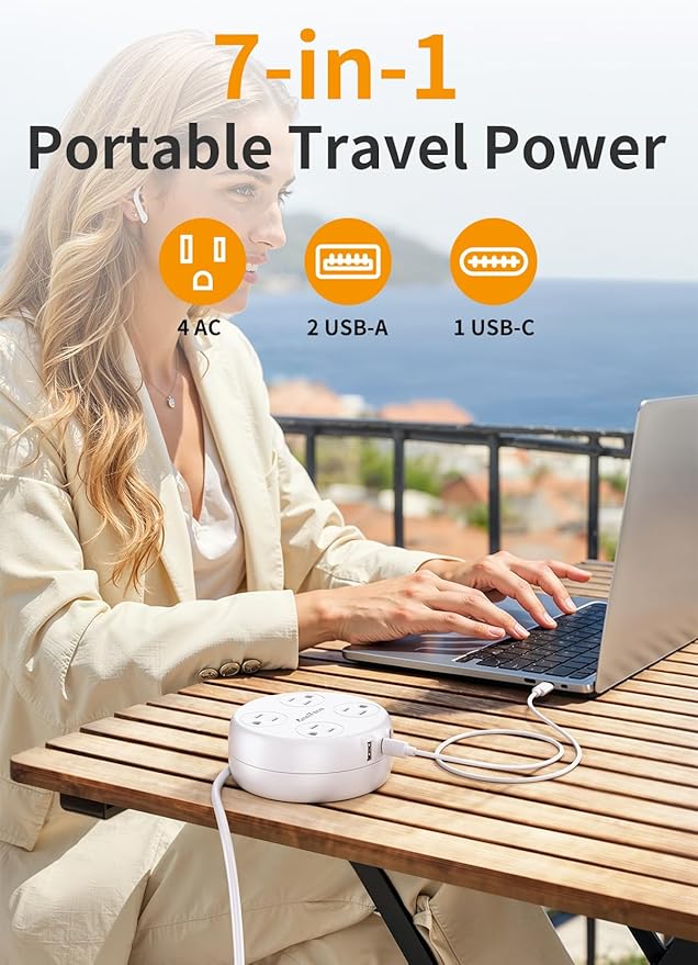Australia Travel Adapter with USB C, US to Australia Plug Adapter with 4 Outlets 3 USB Ports, Type I Outlet Adapter for US to New Zealand, China, Argentina,Fiji, AU (White)