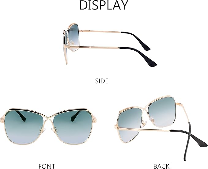 FEISEDY Womens Cute Sunglasses Oversized Butterfly X Shape Design Cateye Lady Sunglasses B2738