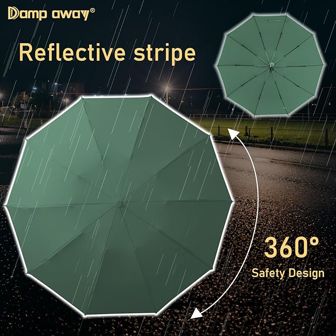 Windproof Travel Umbrella for Rain, Large Portable Reverse Folding Car Umbrella, Inverted Design, Compact Auto Open Close with Durable Waterproof Canopy, Fits Backpack/Women Men, 45.6 Inch