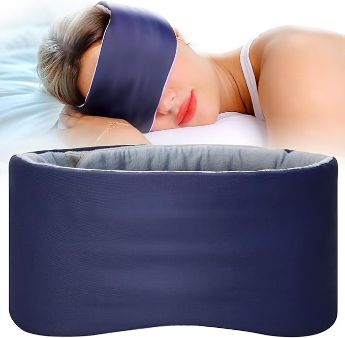 Sleep Mask, Eye Mask for Sleeping, Upgrade Ultra-Soft Blackout Eye Cover for Women Men, Wider Adjustable Strap for Side Sleeper, Travel, Nap, Yoga, Relief Eye, Navy Blue