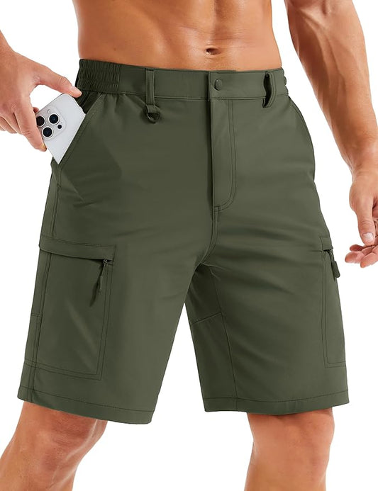 MAGCOMSEN Men's Hiking Cargo Shorts Quick Dry Lightweight 9" Golf Shorts Summer Casual Work Outdoor with 5 Zipper Pockets