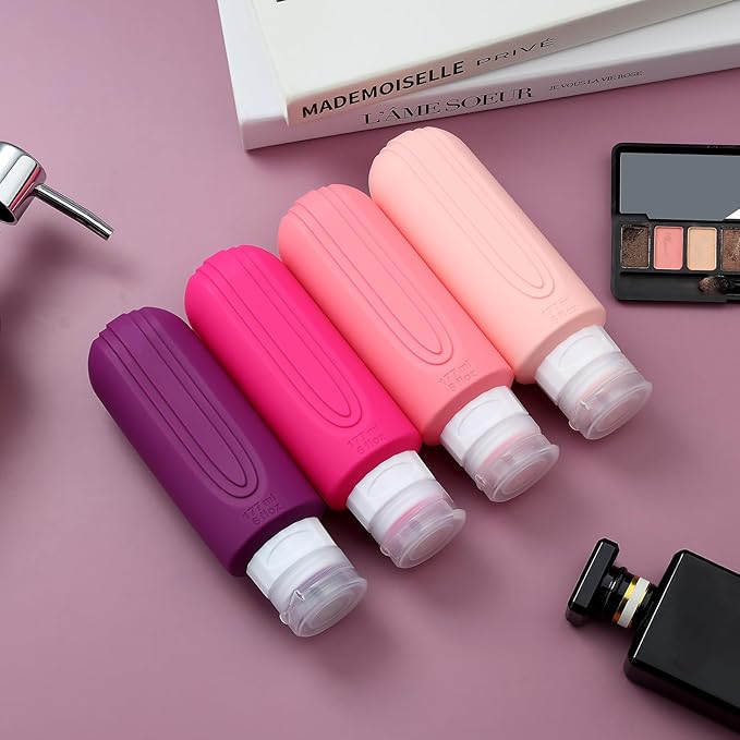 Travel Bottles for Toiletries, Large 6oz Oversize Containers, BPA Free Leak Proof Tubs Refillable Liquid Traveler Accessories with Toiletry Bag for Cometic Shampoo and Lotion Soap (4 Pack)