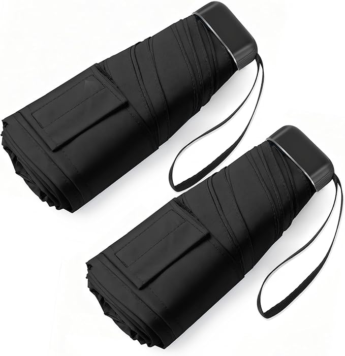 Mini Umbrella for Travel - Waterproof Portable Folding Umbrella Flat Compact Lightweight Small Umbrellas for Pocket Purse