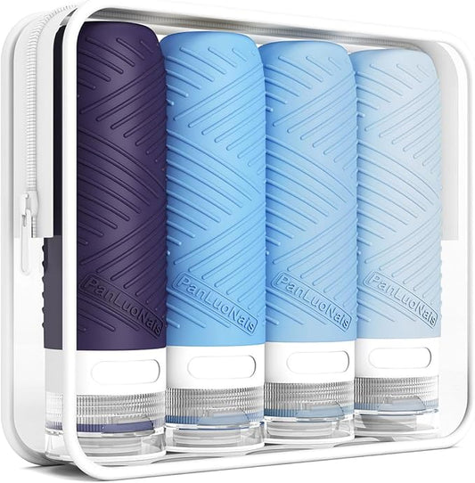 Travel Bottles for Toiletries, Silicone TSA Approved Bottles, Leakproof Shampoo & Toiletry Containers for Airplane, Vacation & Business Trips