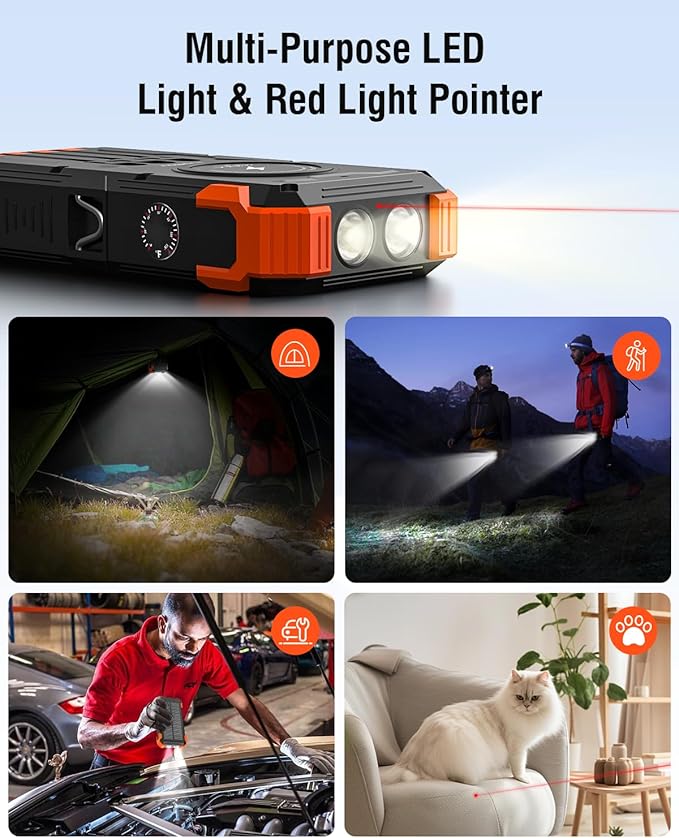 Solar Charger Power Bank, 42800mAh Wireless Portable Charger with USB-C in/Output, QC3.0 Fast Charging 15W 4 Ports Outdoor Battery Pack Built-in Dual Led Flashlights for iPhone Samsung etc