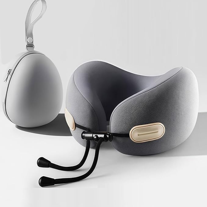 Travel Neck Pillow with Storage case, Travel Airplane Neck Pillow, 100% Memory Foam Travel Pillow, Suitable for Flight Head Support and Sleep, Portable, a Birthday Gift for Family and Friends