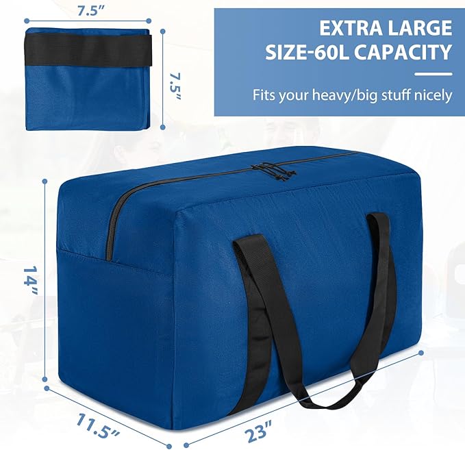 Large Travel Duffle Bag, 60L Gear Bag for Men and Women, Storage Bag Ideal for Overnight Camping and Weekend Getaways