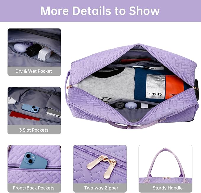 Duffle Bag for Travel, Weekender Bag with Shoe Compartment, Carry On Overnight Bag for Women with Toiletry Bag, Gym Bag with Wet Pocket, Hospital Bags for Labor and Delivery Beige