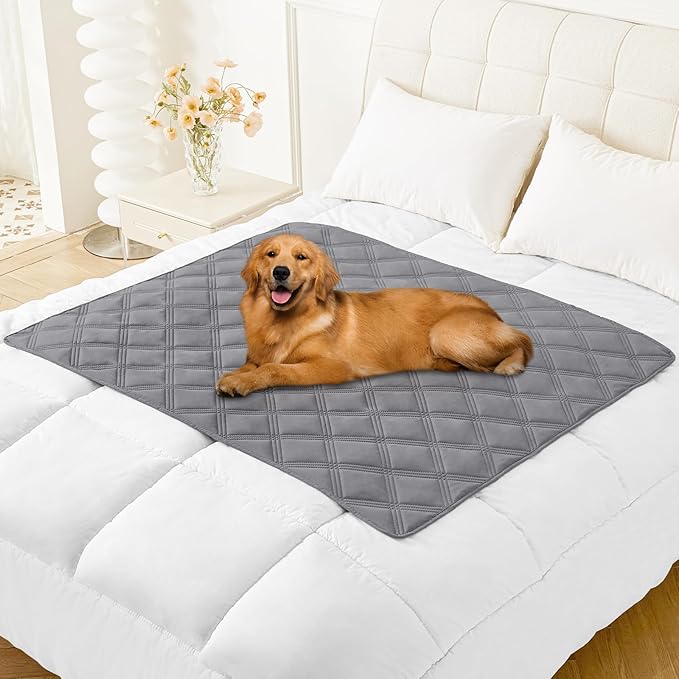 Smiry Waterproof Dog Bed Cover Blanket 40x50, Soft Reversible Pet Blanket, Washable Leakproof Cats Dogs Couch Cover for Sofa, Couch, Furniture, Lattice, Grey/Grey