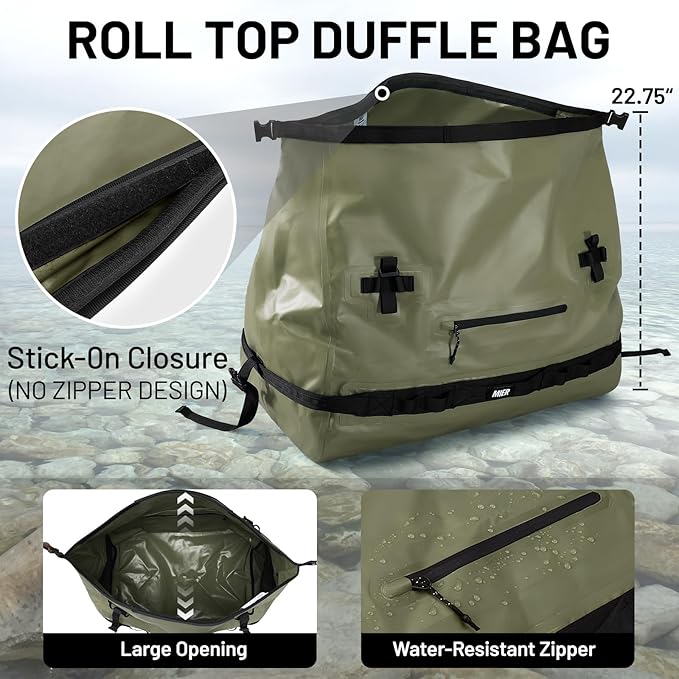 MIER Large Waterproof Duffel Bag Rolltop Dry Backpack Duffle Bags for Kayaking, Rafting, Boating, Swimming, Camping, Travel, Gym, Beach, 60L/80L