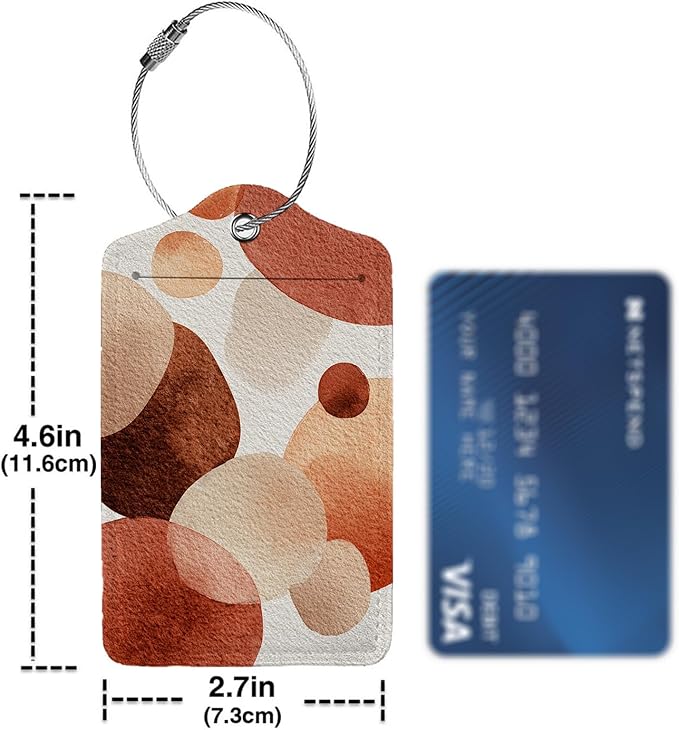 Abstract Boho 3 Pack Luggage Tags for Suitcases, PU Leather Baggage Suitcases Tag Name ID Label Privacy Cover Travel Bag Tags for Women Men Boys Girls