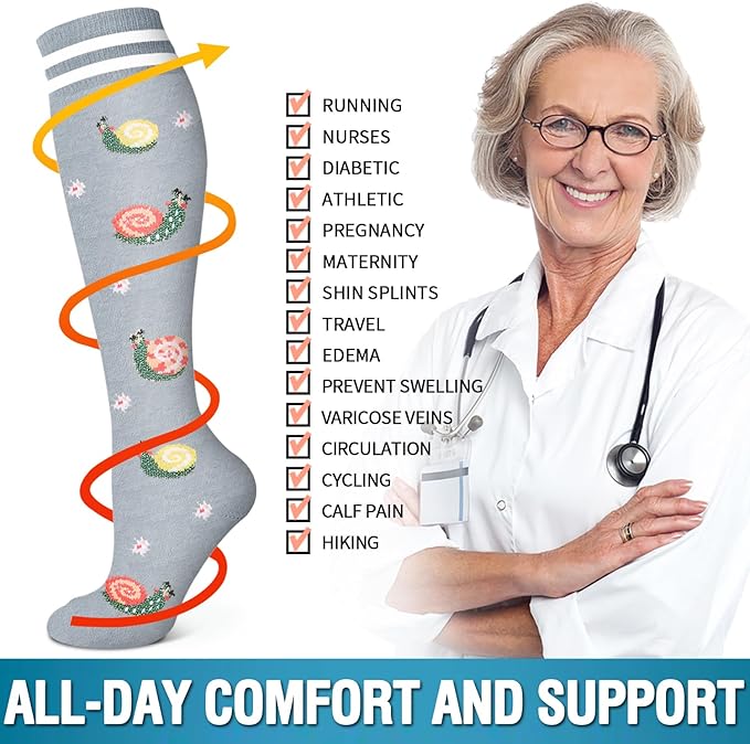 Bluemaple 6 Pack Copper Compression Socks for Women and Men Circulation-Best Support for Medical, Running,Nursing,Athletic